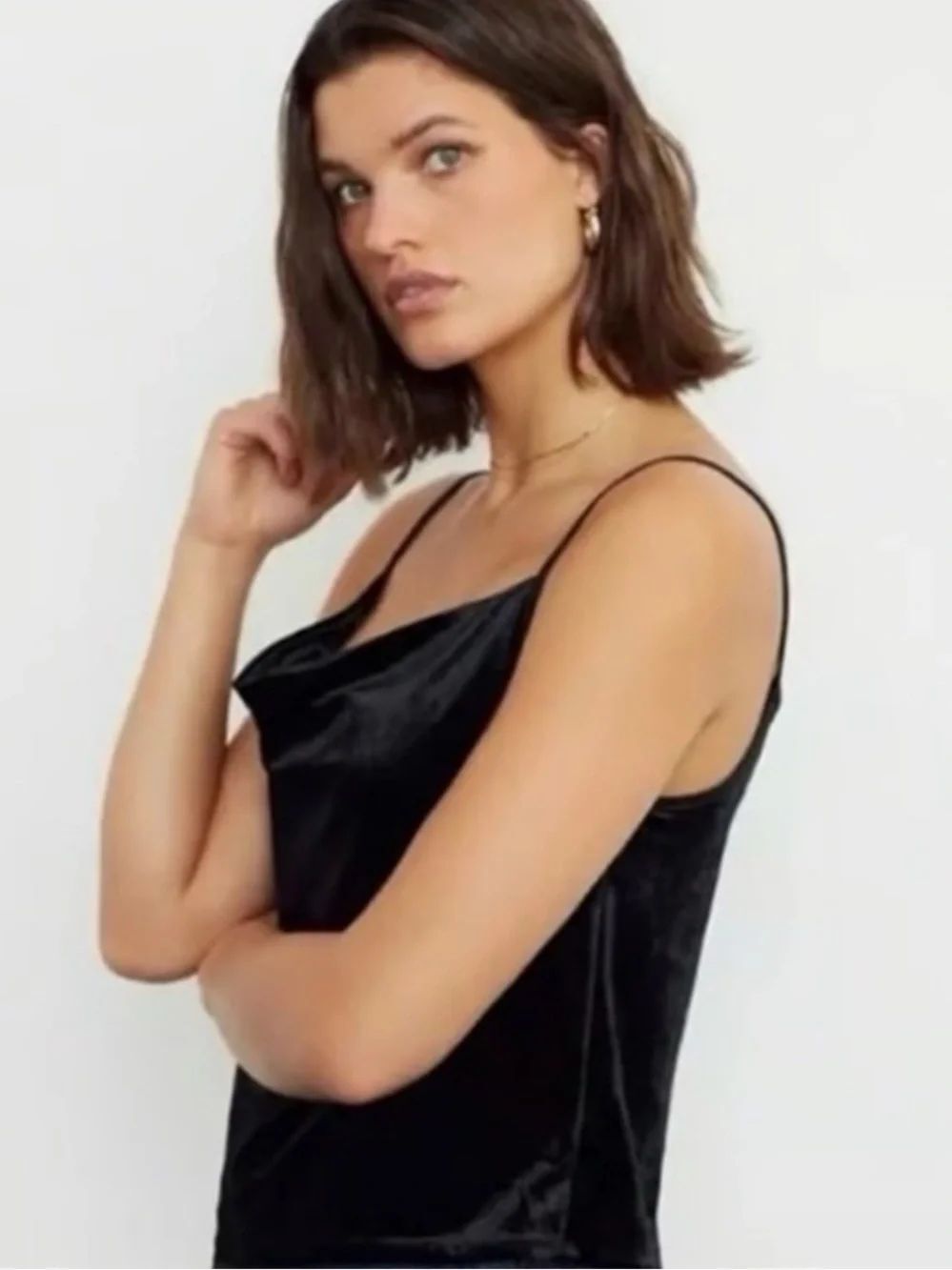 NEW Anthropologie Maeve Halsey Cami Black Velvet Tank Top Women’s Small